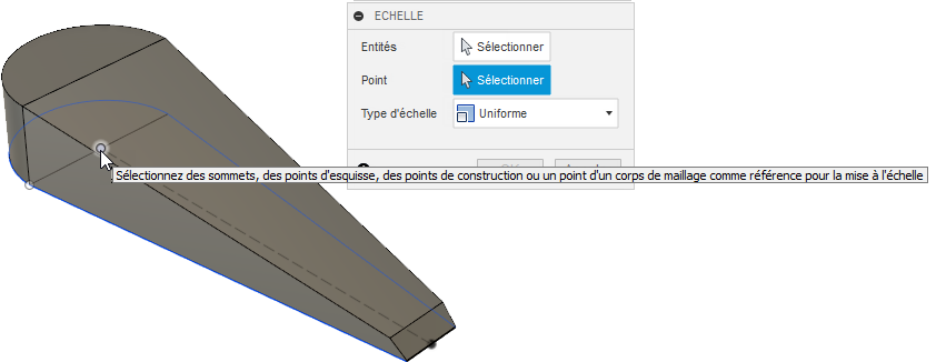 clic sur le point central
