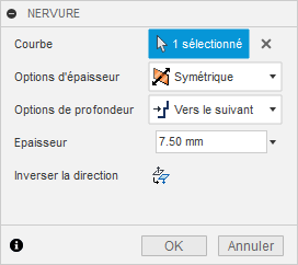 Boîte de dialogue de nervure de l’accélérateur