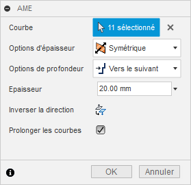 Boîte de dialogue Âme pour l’accélérateur