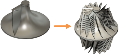 Modèle de turbine avant et après