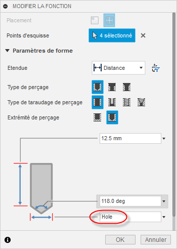 sélection de perçage