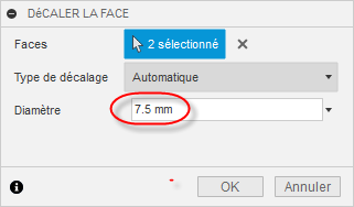 spécification d’une distance de 7,5 mm