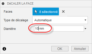 spécification d’une distance de 10 mm