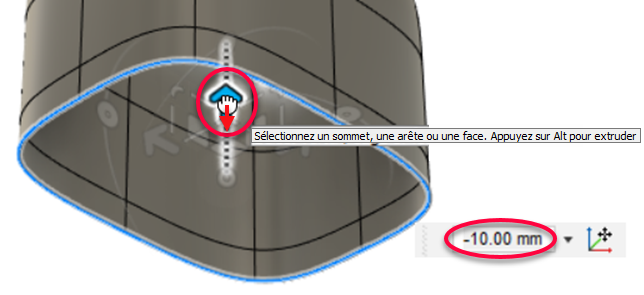 extruder vers le bas