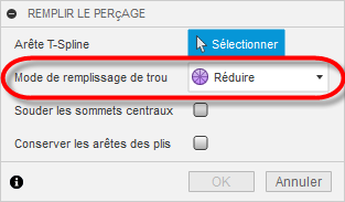 boîte de dialogue remplir le trou