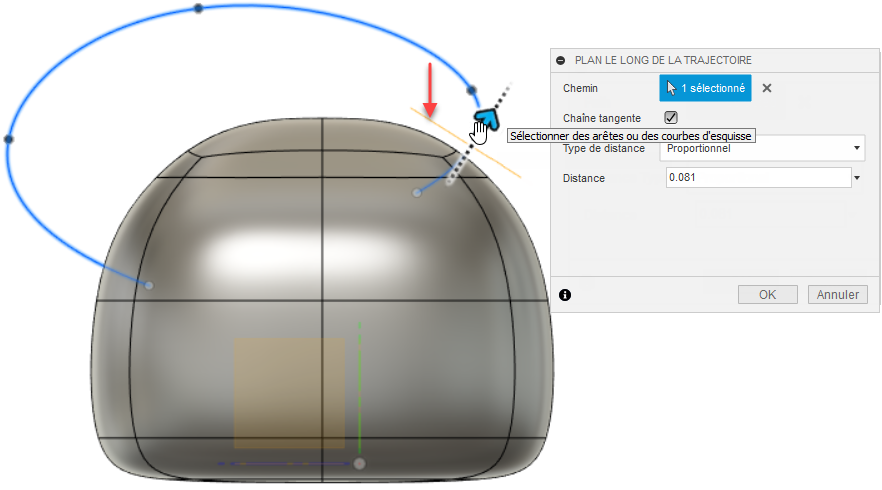 cliquer sur la spline