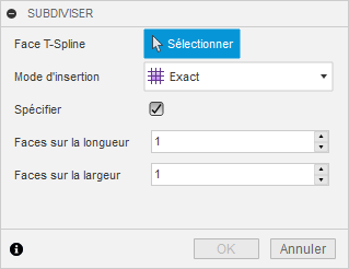 boîte de dialogue subdiviser