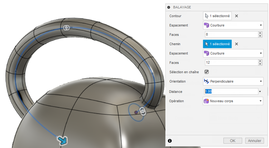 boîte de dialogue balayage
