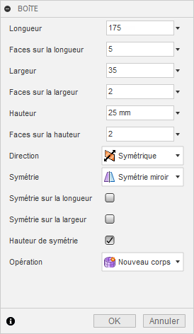 Zone de dessin et boîte de forme T-Spline