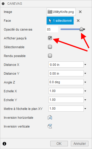 Boite de dialogue Modifier les fonctionnalités