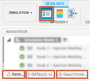 onglets de résultats guidés