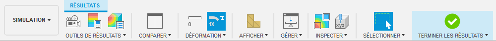 barre d’outils Simulation – onglet Résultats