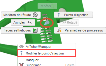 menu de marquage associé au point d’injection