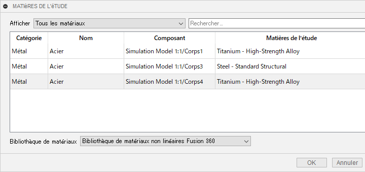 Sélection des matériaux