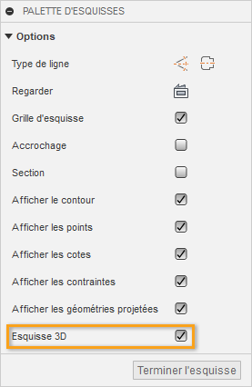 Case à cocher Esquisse 3D