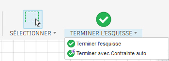 Menu Terminer l’esquisse avec l’option Terminer avec Contrainte auto