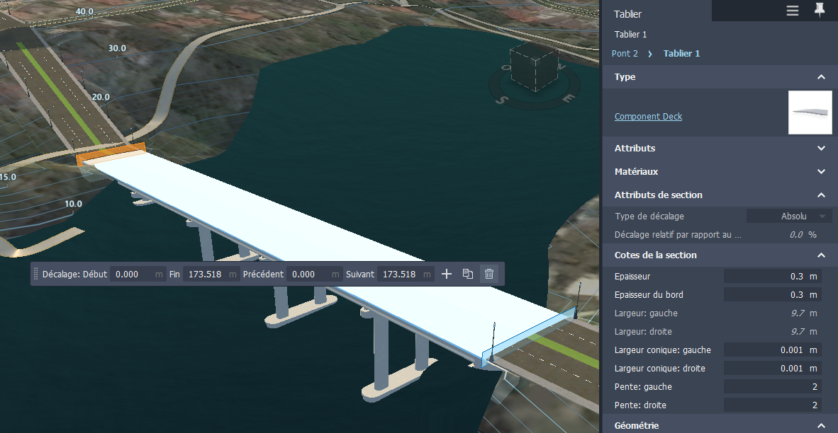 Sélectionner la section du tablier