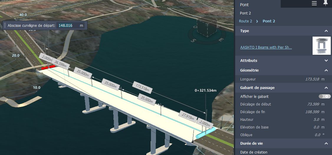 Sélectionner l’abscisse curviligne de départ du pont