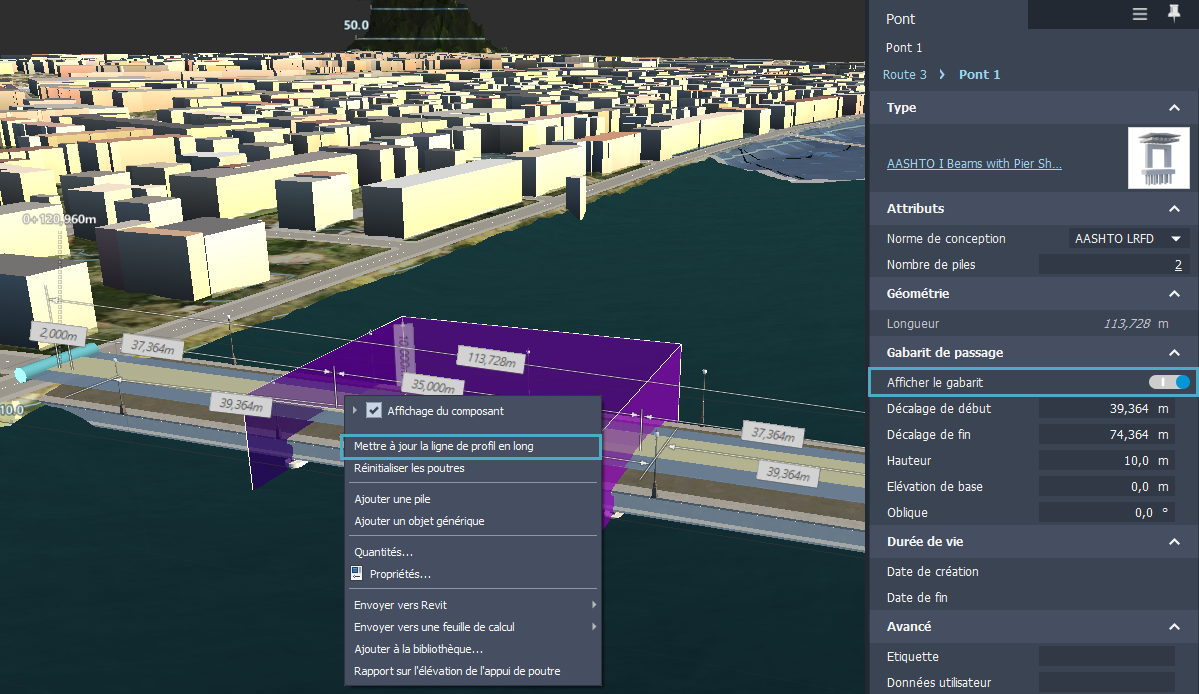 Mettre à jour la ligne de profil en long verticale