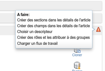 icône d’avertissement affichant une liste des choses à faire
