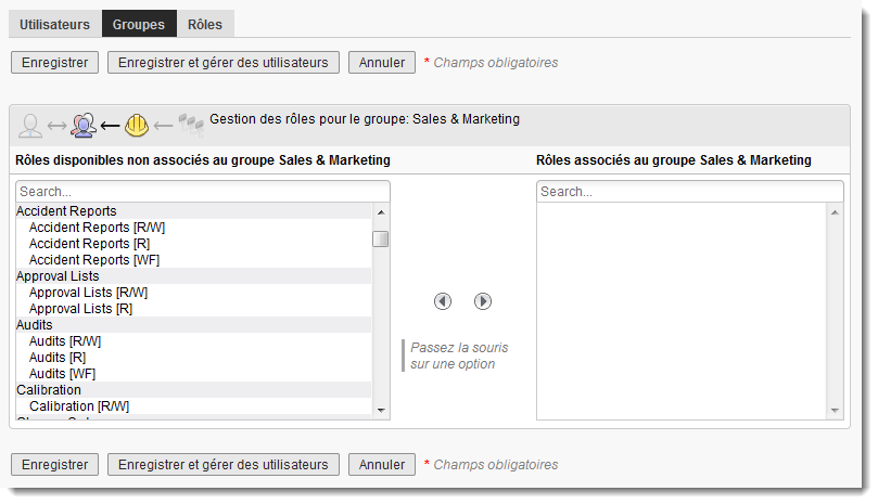 Ajout de rôles à un groupe