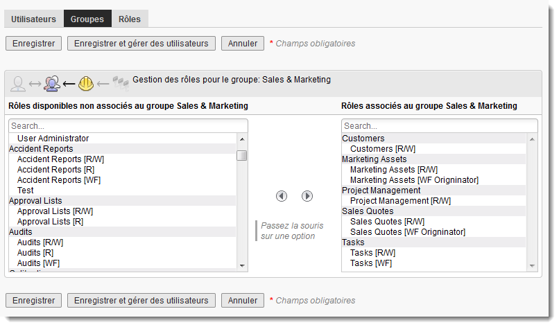 Ajout de rôles à un groupe