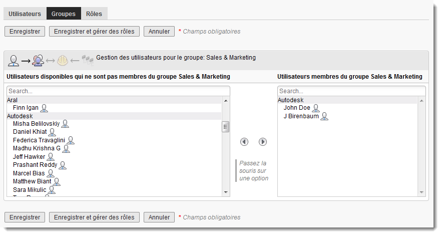 Ajout d’utilisateurs à un groupe