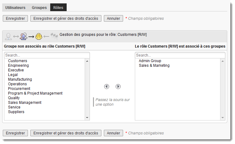 Ajout de groupes à un rôle