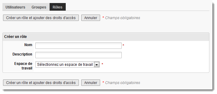 Sélectionnez Rôles dans la boîte de dialogue Administration > Sécurité.