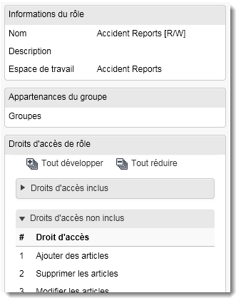 Affichage des détails des rôles
