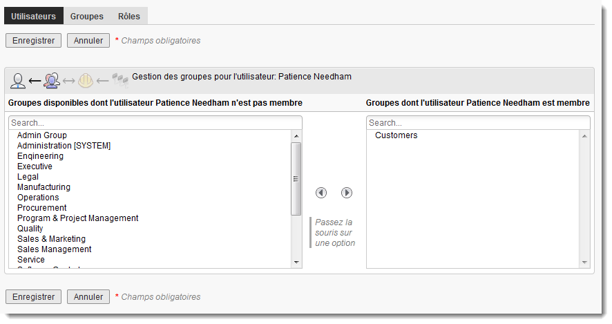 Ajout d’un utilisateur à un groupe