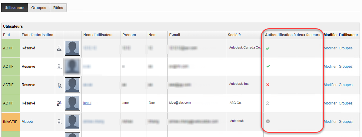 paramètre utilisateur 2fa