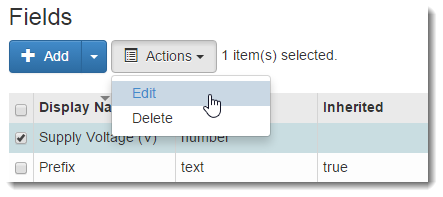 Sélection de l’option Modifier
