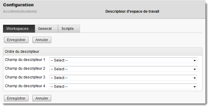 Configuration des champs de descripteur