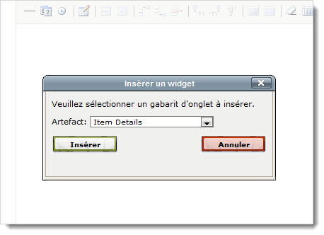 Sélection d’un artefact à insérer