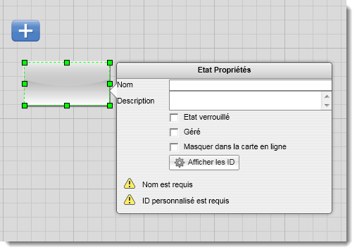 Barre d’outils déroulante des propriétés d’état