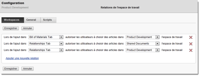 Configuration de relations d’espace de travail
