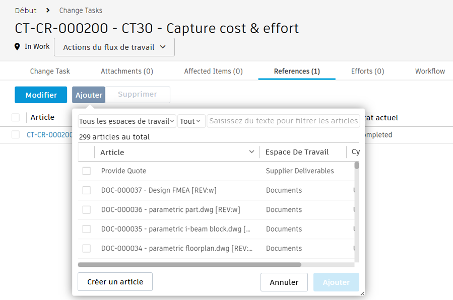 Tâche de modification
