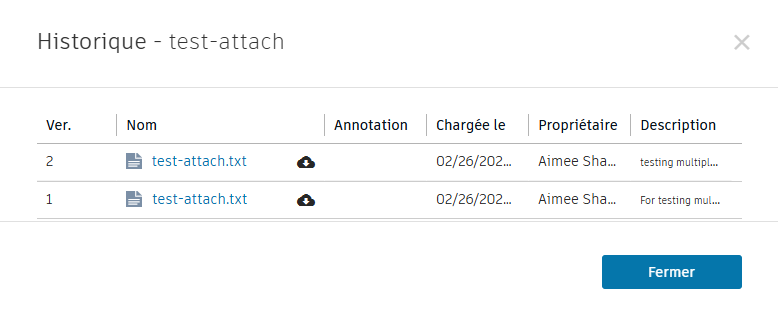 historique des pièces jointes