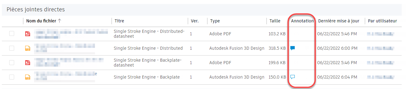 onglet pièces jointes