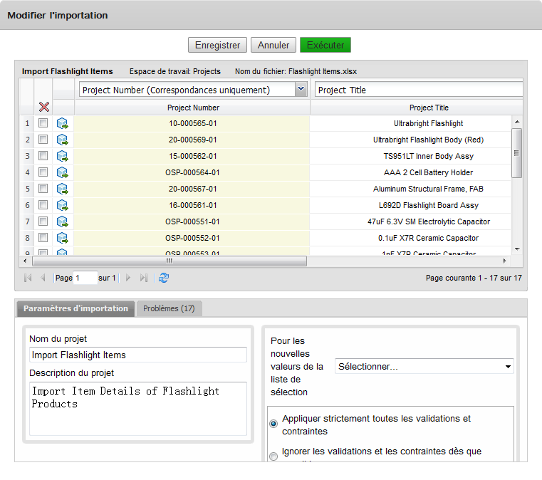 importer et supprimer la modification