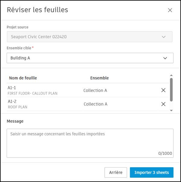 Interface de révision des feuilles