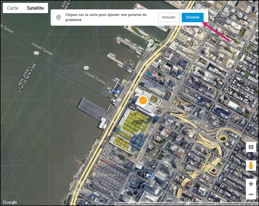 Emplacement de la vue sur la carte