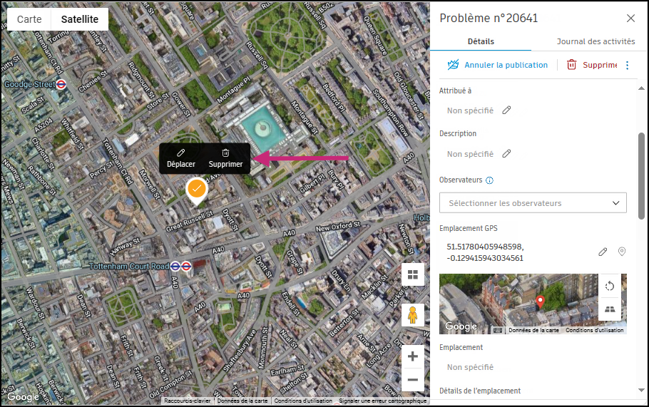 Déplacer ou supprimer la géolocalisation
