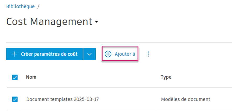 Ajouter à la bibliothèque de projets