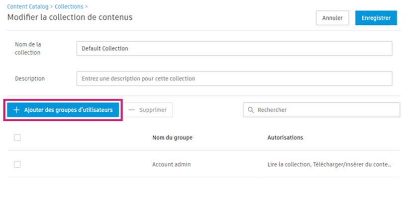 Bouton Ajouter des groupes d'utilisateurs