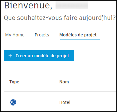 Bouton Créer un modèle de projet