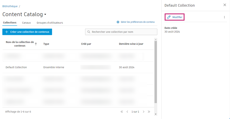 Modifier la collection de contenu