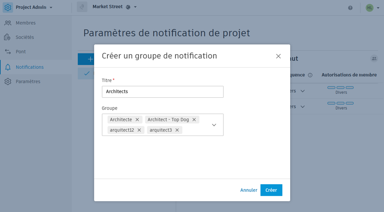 Créer un nouveau groupe de notification