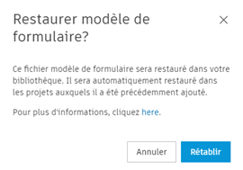Restaurer le modèle de formulaire